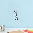 FUOYLOO 8pcs Adhesive Wall Glasses Organizer - 180° Folding Eyewear Storage Rack for Small Spaces - Eyeglass Holder for Home and Office Use White