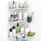 AKTECKE Corner Shower Caddy Bathroom Organizer Adhesive Shower Rack Bathtub Shelves - 3Pack No Drilling Shower Shelf For Inside Shower - Rustproof Bath Tub Organizer Caddy