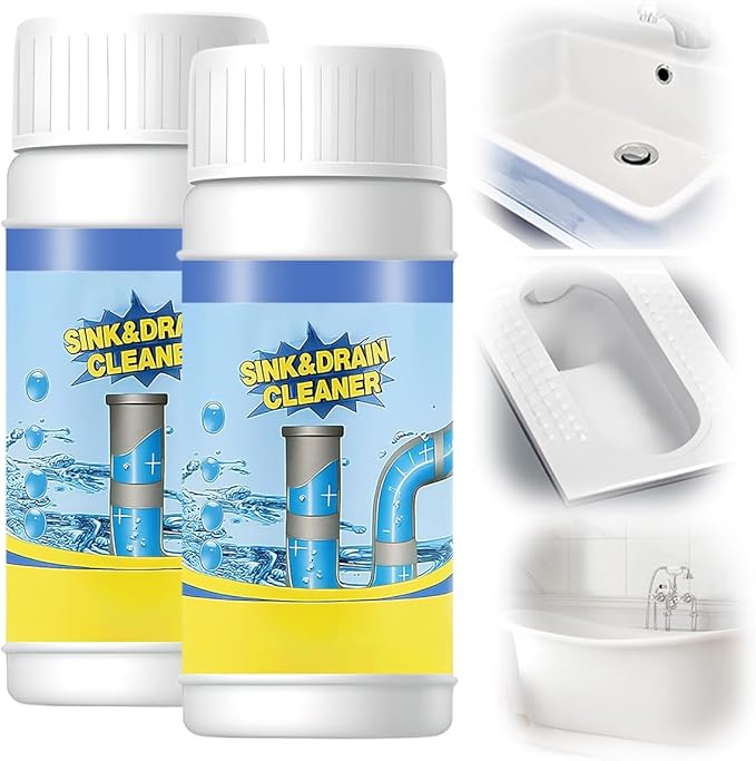 2 PCS Sink & Drain Cleaner Powder, 2026 New Upgraded Quick Foaming Powder for Bathroom and Kitchen Dredging