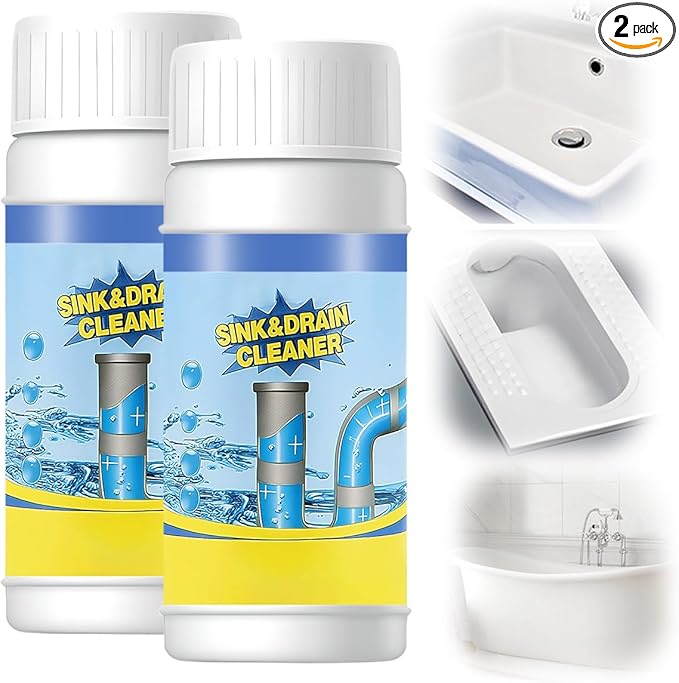 Sink and Drain Cleaner, Pipeline Dredging Agent, Sink and Drain Cleaner Powder, Multi-functional Fast-Acting Pipe Dredging Agent for Kitchen and Toilet Pipeline (2pcs)