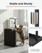 30" H Toilet Paper Holder Stand with Storage for Up to 12 Rolls,Rustproof Free Standing Toilet Paper Stand with Shelf,All-in-One Toilet Tissue Roll Dispenser and Organizer with a Basket,Black