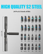 VMAN Ratchet Screwdriver Set, 24 in 1 magnetic Screwdriver sets, S2 Steel Bits, DIY Combination Flexible Shaft, Suitable for Furniture Assembly, Precision Electrical Appliance Repair, Bicycle Tools