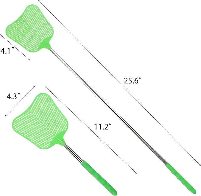 Fly Swatters - 6 Pieces Telescoping Bee Bug Swatter for Indoors Outside, Heavy Duty Large