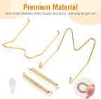 3 Pack Plate Hangers for The Wall, Suitable for 16-20 inch Art Plate, Stainless Steel Invisible Heavy Duty Wire Plate Holder with Wall Hooks, Plate Hangers for Displaying Plates, Platter, Dish, Gold