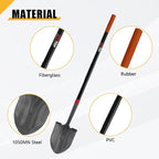 Heavy Duty Round Point Digging Shovel with Long Fiberglass Handle Garden Shovels Spade for Digging,Planting, Transplanting,58 inches