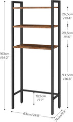 HOOBRO Over The Toilet Storage, 3-Tier Bathroom Organizer Shelf Over Toilet, Freestanding Bathroom Storage Shelves, Space Saver, Easy to Assemble for Room, Rustic Brown and Black BF41TS01