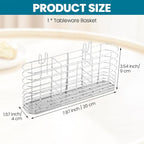 Utensil Drying Rack, 304 Stainless Steel Utensil Organizer Holder No Drilling Kitchen Drainage Basket with 3 Divided Compartments(COLOR:Silver)