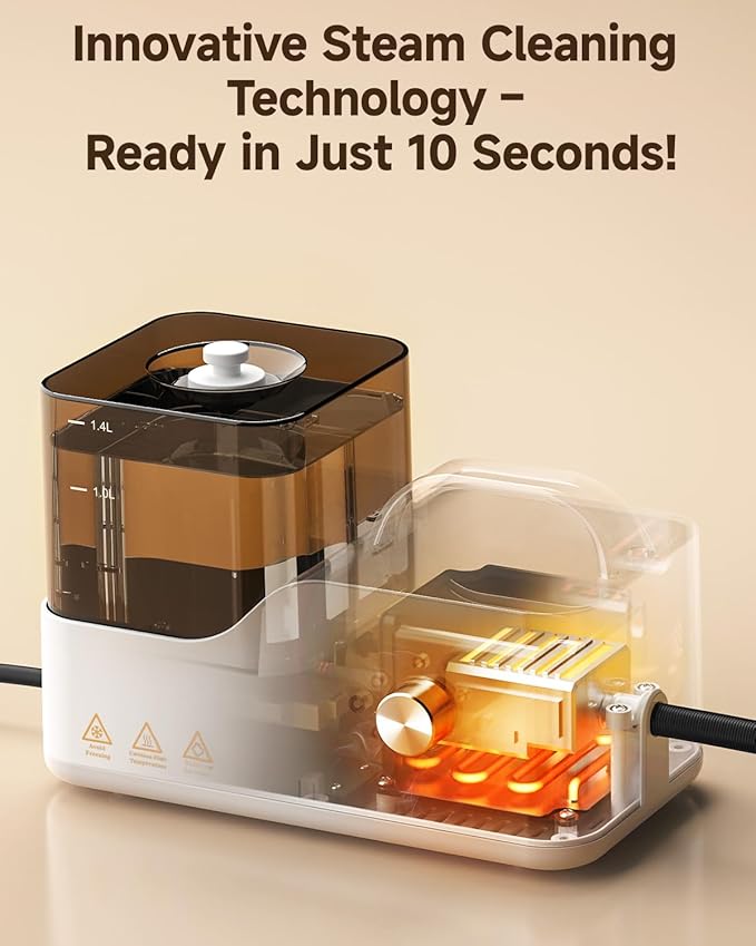 Steam Cleaner for Home, 10s Heat-Up, 2600W Steam Cleaner for Car Detailing, High-Pressure Handheld Steamer for Kitchen, Bathroom, Floors, Upholstery & More