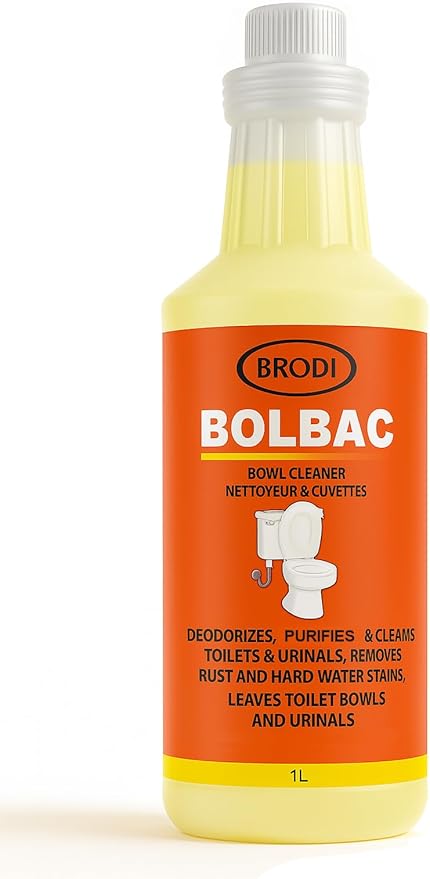 Brodi BolBac Heavy Duty Toilet Bowl Cleaner, High-Power 25-30% HCI Formula, Fast Lime & Rust Removal, Fixture-Safe, Removes Odor-Causing Build-Up (Pack of 1)