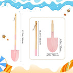 2 Pack Beach Shovels for Kids, 27.2" Long Detachable Kids Shovel with Wood Handle Metal Spade Sand Shovels for Digging Sand Gardening Beach Play Tool for Kids Adults Gifts (Pink)