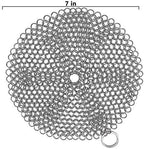 TOPULORS 316 Stainless Steel Cast Iron Skillet Cleaner Scraper Chain Link Chainmail Scrubber for Cast Iron Pans, Pre-Seasoned Pans, Griddle Pans, BBQ Grills, and More Pot Cookware-Round 7 in Diameter