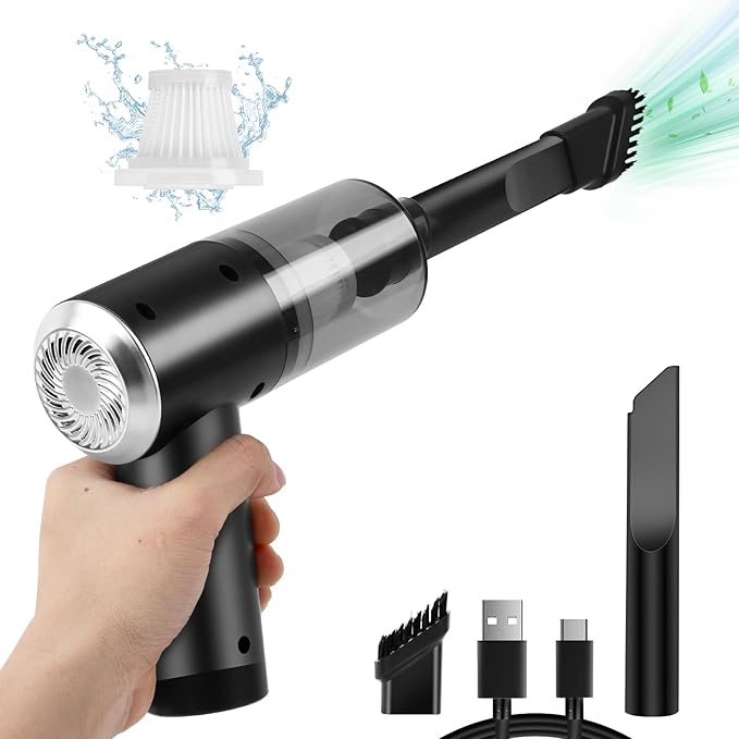 Auloea Mini Portable Vacuum Cleaner, Keyboard Wireless Handheld Vacuum with Brush Motor 4500PA High Power and TypeC, for Car,Office and Home Cleaning /V01/Black