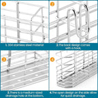 Utensil Drying Rack, 304 Stainless Steel Utensil Organizer Holder No Drilling Kitchen Drainage Basket with 3 Divided Compartments(COLOR:Silver)