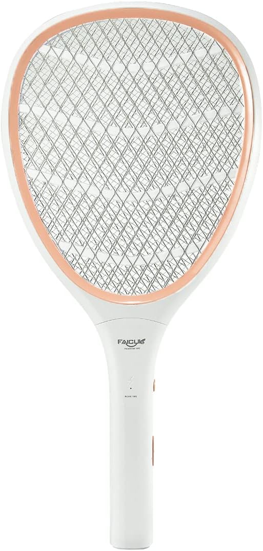 Faicuk Handheld Bug Zapper Racket Electric Fly Swatter (Champagne Pink)