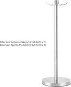 Stainless Steel Kitchen Utensil Holder, 360 Degree Rotating Utensil Rack with 5 Hooks, Kitchenware Storage Rack, Countertop Spatula Spoon Soup Ladle Holder