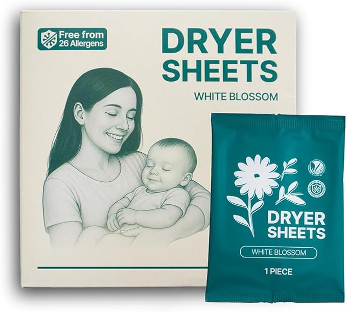 SUNNYGRIN Premium Hypoallergenic Vegan Dryer Sheets – Clinically Tested for 26 Allergens, Advanced Static Control & Long-Lasting Fragrance – Luxury Fabric Care Sheets(50 count)