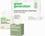Green Generation Bamboo Toilet Paper & Facial Tissues Bundle – 3-Ply Soft, Organic, Hypoallergenic, Septic Safe, FSC Certified