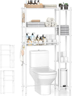 Hodonas Over The Toilet Storage Organizer - 7 Tiers Space Saving Bathroom Shelves, Adjustable Above Toilet Shelf Rack, Metal Organizer Shelf Over Toilet for Bathroom Storage and Organization, White