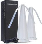 Fly Fans for Tables by Modern Lyfe - AA Battery & USB Powered - Fly Swatter Outdoor Camping Accessory Or for Food at Parties, Restaurants & Picnics, Bug Fan, Spinner Keeps Flies Away (2 Pack - Grey)