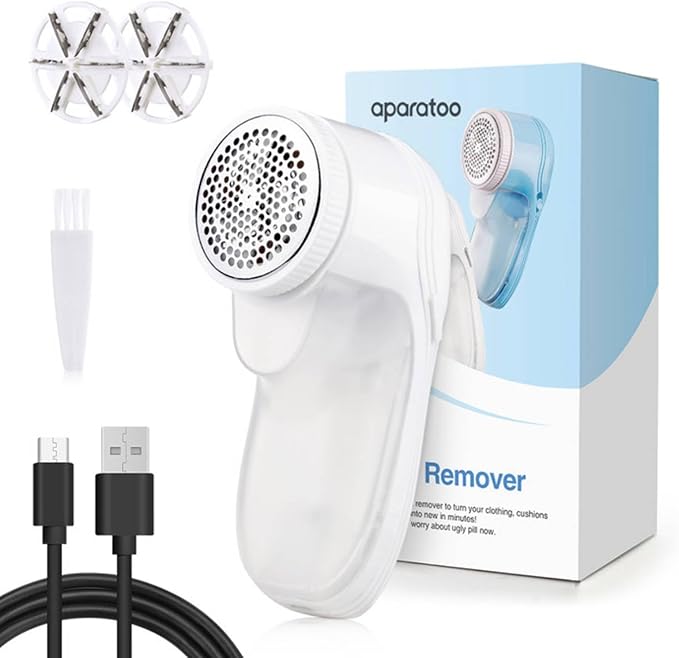 Fabric Shaver Lint Shaver, Lint Remover for Clothes, Electric Lint Remover Rechargeable Sweater Defuzzer Pill Remover with 3 Replaceable Blades, Suitable for Clothes, Jumpers, Furniture, Wool