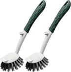 Dish Brush, 2 Pack with Comfortable Handle, with Built-in Scraper, Scrub Brush with Medium Firm bristles for Cleaning Dishes, Sink, Pots(Green)