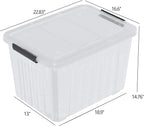 Farmoon 70 Quart Clear Storage Bin with Wheels, Large Plastic Lidded Container Box, 4 Packs