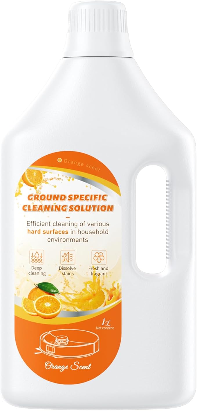 1L Sweet Orange Floor Cleaning Solution Compatible with Roborock&Eufy&iRobot&Ecovacs&Dreame&Shark, Fragrance Deodorization, Deep Cleans for Multiple Hard Floors, Suitable With All Robot Vacuum