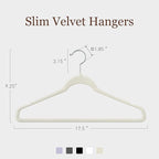 Velvet Hangers 30 Pack, Slim Non-Slip Clothes Hangers Space-Saving for Closet, Heavy Duty for Pants, Coats, Skirts, Jeans, Sweaters and More, Nylon-Flocked, Ivory