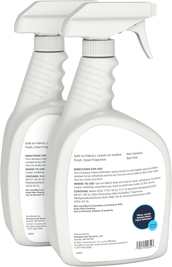 Amazon Basics Fabric Spray, Fabric Freshner, Fresh Scent, 32 fl oz, Pack of 2