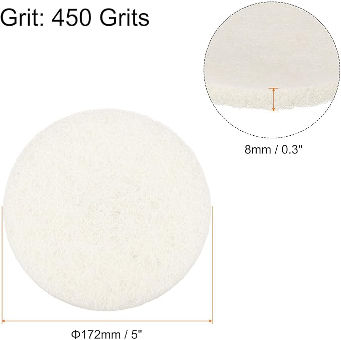 HARFINGTON 20pcs Scrubber Scouring Pads 450 Grits 5 Inch Drill Power Brush Hoop and Loop Surface Conditioning Disc Drill Scuffing Disc Scrub Pads for Home Kitchen Cleaning, White