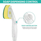 Non Scratch Dishwand Refills Handle, Dish Wand Refill Pack, 6 Heavy Duty Replacement Sponge Heads Set, Soap Dispenser Scrubbers, Dishwashing Scrub Dispensing Brush Pads, Dishwasher Cleaning Tool kit