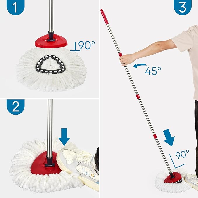 Matthew Cleaning 3Pack White Microfiber Spin Mop Replacement Head Compatible with EasyWring Spin Mop Replace Head-EasyWring High Absorbency,Machine Washable,Microfiber Spin Mop Refills