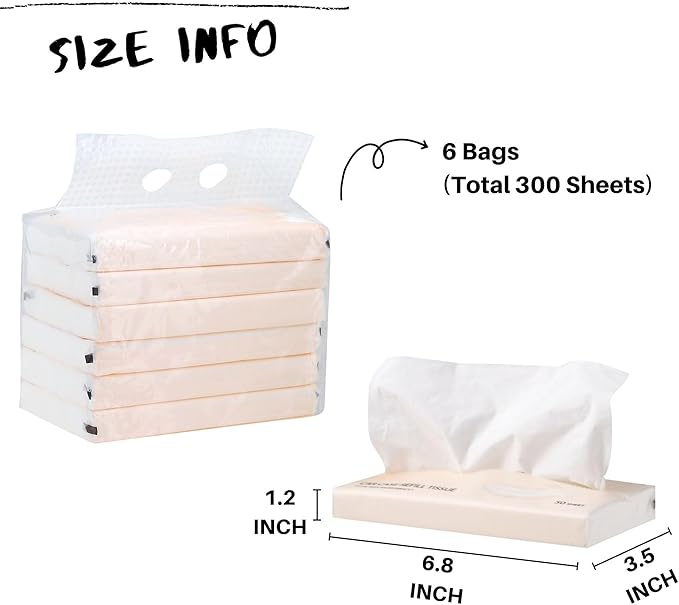 Car Tissue Refills 300 Sheets Facial Tissues Refills for Car Visor Tissue Holder, Travel Tissue Tubes Box Container Perfect Fit for Car Cup Holder