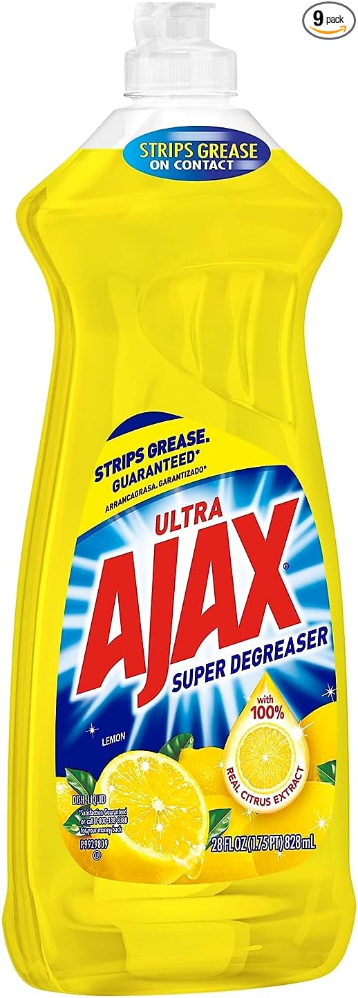 Ajax 44673 Dish Detergent Lemon Scent 28 oz Bottle 9/Carton