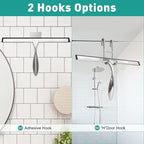Shower Squeegee for Glass Doors,10-Inch Shower Glass Squeegee, Sliver Shower Squeegee for Shower Doors,Mirror,Windows, with Shower Door Hook and Adhesive Hook