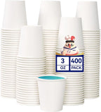 JOLLY CHEF 400 Count 3 oz Paper Cups, Disposable Mini Bathroom Mouthwash Cups for Home, Office, School, Store