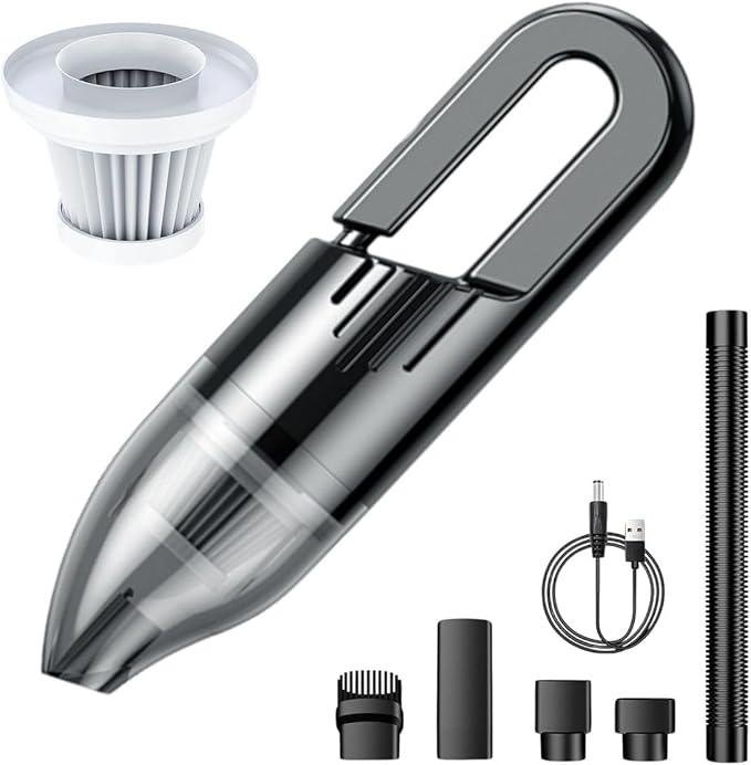 Car Vacuum Cleaner – 120W High-Power Cordless Mini Vacuum with USB Charging | Dual 2000mAh Battery | Lightweight 0.36kg | 0.5L Dust Capacity | Compact Handheld Cleaner Car Home Office