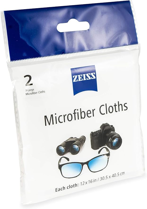 ZEISS MicroFiber Lens Cleaning Cloth (Pack of 2) JUMBO SIZE