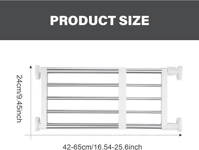 Geetery 4 Pcs Closet Tension Shelf Rod Metal Expandable Shelf Organizer Adjustable Closet Shelves Rack DIY Dividers Separators for Cabinet Storage Locker Clothes(16.54–23.62 Inch)