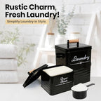 Farmhouse Metal Detergent Pod Container with Dryer Sheet Holder for Laundry Room Organization and Storage - Holds Over 200 Pods and 300 Sheets