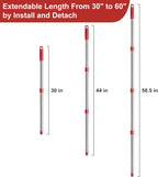 4-Section Spin Mop Replacement Handle, Mop Handle Compatible with Ocedar Spin Mop, 2.5-to-5 Foot Easy Cleaning Floor Mop Stick for Floor Cleaning