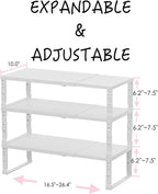 Adjustable Metal Shelving Unit, Stackable & Expendable Storage Rack for Home/Office/Kitchen, Space-Saving，Sturdy&Durable，Easy Assembly (3PACKS/Large/White