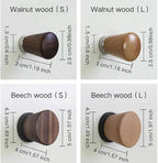 2 PCS Retro Magnetic Hooks, Wrought Iron Wooden Ball Hooks, Creative Punch-Free Storage for Refrigerators, Metal Doors, and Lockers (Beech+Walnut Wood,L)