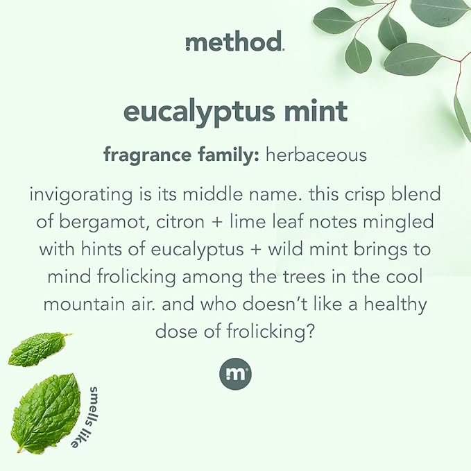 Method Daily Shower Cleaner Spray, & Spray and Walk Away, Eucalyptus Mint Scent, 28 Fl Oz, (Pack of 4), Packaging May Vary