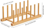 HBlife 4pcs Bamboo Dish Plate Bowl Cup Book Pot Lid Cutting Board Drying Rack Stand Drainer Storage Holder Organizer Kitchen Cabinet（Keep Dry）