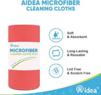 AIDEA Microfiber Cleaning Cloth Roll, 50PK Red, Reusable Paper Towels Tear Away Cloth, Microfiber Towels Washable Shop Rags, Lint Free Cleaning Rags for House, Kitchen, Window, 11.5"×11.5"