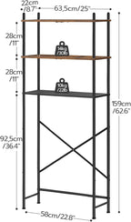 HOOBRO Over the Toilet Storage, 3-Tier Over Toilet Bathroom Organizer, Freestanding Above Toilet Shelf with Adjustable Feet, Space Saving, Easy Assembly, Rustic Brown and Black BF63TS01