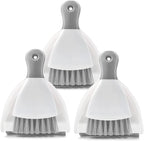 Small Hand Dust Pan and Brush - Small Broom and Dustpan Set, Mini Broom and Dustpan, Compact Dustpans and Brush for Home Cleaning, Sofa, Desk, Guinea Pig Cage, Cat Litter, etc. (Gray 3 Set)
