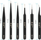 6PCS Precision Tweezers Set, ESD Anti-Static Heavy-Duty Stainless Steel Electronic Tweezers for Electronics Repair, Laboratory, Soldering, Jewelry Making Tools Straight & Curved Tips, Precision Tools