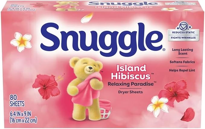 Snuggle Fabric Softner Dryer Sheets, 80 Count (Pack of 4) (Pack Of 4, 80 Sheets, Island Hibiscus Relaxing Paradise)